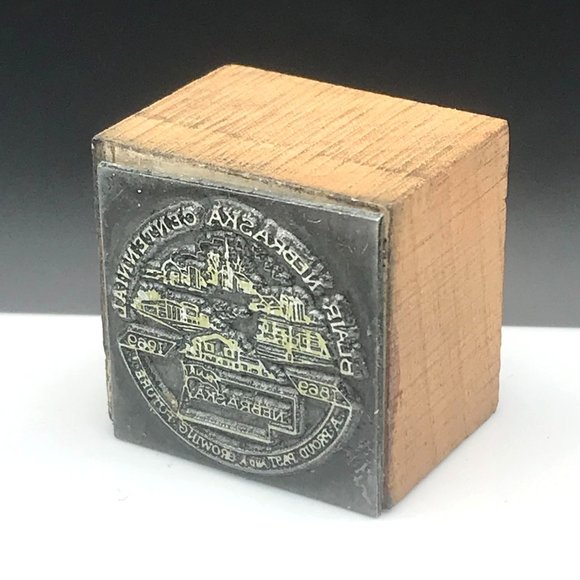 Blair Nebraska Centennial Printers Block, Vintage 1969 Metal Letterpress, USA - Picture 2 of 5